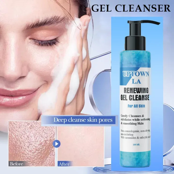 Uptown LA Renewing Gel Cleanser for all skin types Gently Cleanses & Exfoliates while Softening & Smoothing Skin - 100ml