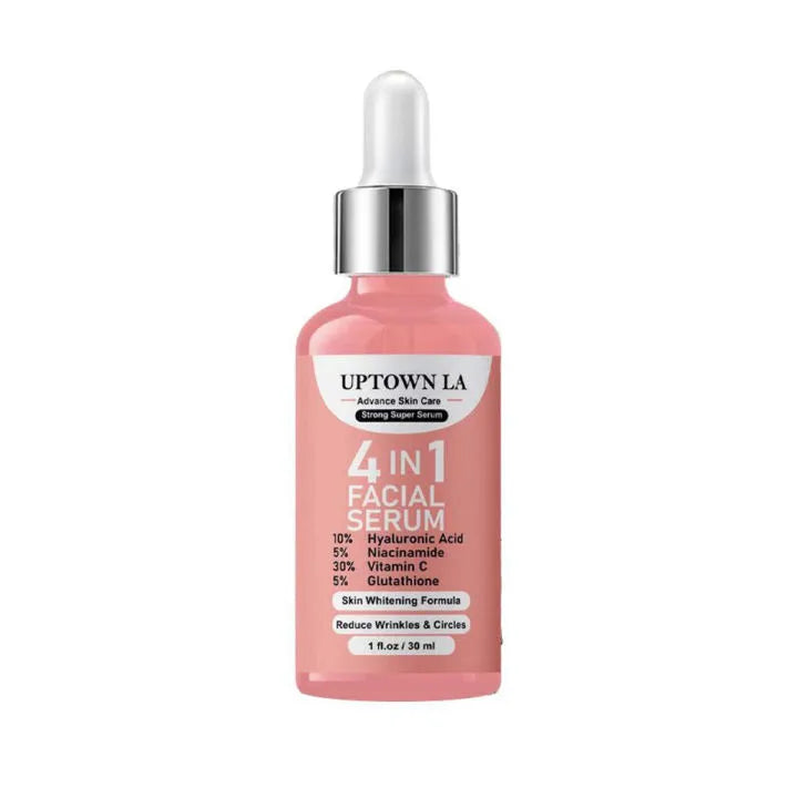 UPTOWN LA 4IN1 Super Skin Glowing Serum 30ml – 5% Niacinamide, 30% Vitamin C, 10% Vitamin E & Hyaluronic Acid | Brightening & Hydrating Face Serum