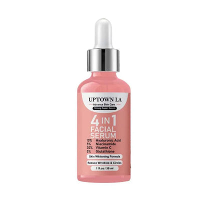 UPTOWN LA 4IN1 Super Skin Glowing Serum 30ml – 5% Niacinamide, 30% Vitamin C, 10% Vitamin E & Hyaluronic Acid | Brightening & Hydrating Face Serum