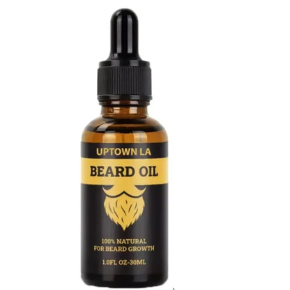 UPTOWN LA Beard Growth Oil for Men – Argan & Geranium Beard Oil for Faster Beard Growth, Softness, Shine & Patchy Beard Care | 30ml
