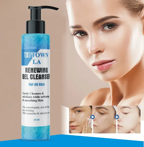Uptown LA Renewing Gel Cleanser for all skin types Gently Cleanses & Exfoliates while Softening & Smoothing Skin - 100ml