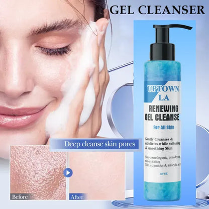 Uptown LA Renewing Gel Cleanser for all skin types Gently Cleanses & Exfoliates while Softening & Smoothing Skin - 100ml
