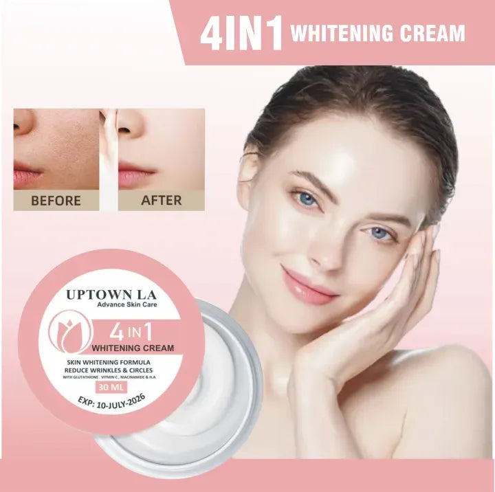UPTOWN LA 4 IN 1 Whitening Cream – Advanced Skin Brightening Formula with Glutathione, Vitamin C, Niacinamide & Hyaluronic Acid | 30ml