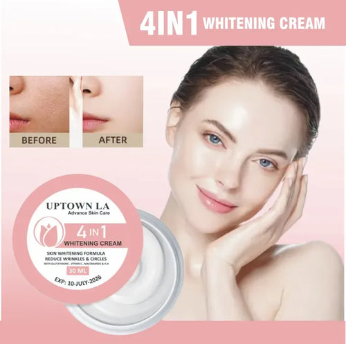 UPTOWN LA 4 IN 1 Whitening Cream – Advanced Skin Brightening Formula with Glutathione, Vitamin C, Niacinamide & Hyaluronic Acid | 30ml