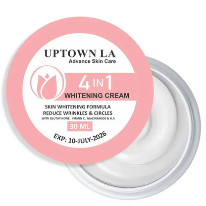 UPTOWN LA 4 IN 1 Whitening Cream – Advanced Skin Brightening Formula with Glutathione, Vitamin C, Niacinamide & Hyaluronic Acid | 30ml